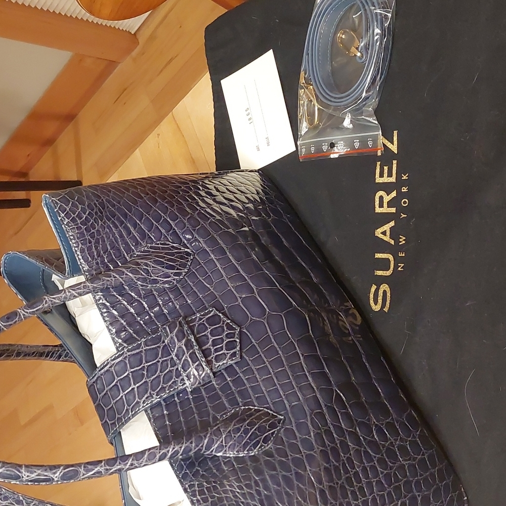 Smoky blue crocodile Suarez handbag